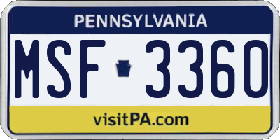 PA license plate MSF3360