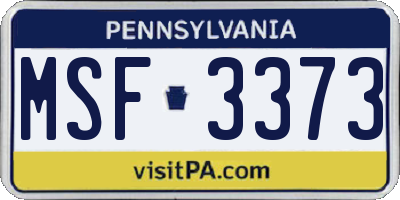PA license plate MSF3373