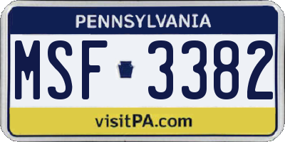 PA license plate MSF3382
