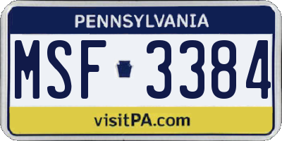 PA license plate MSF3384