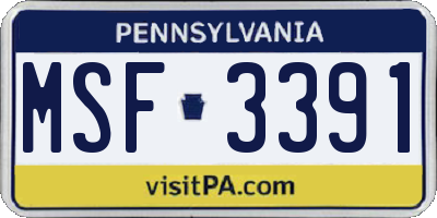 PA license plate MSF3391