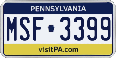 PA license plate MSF3399