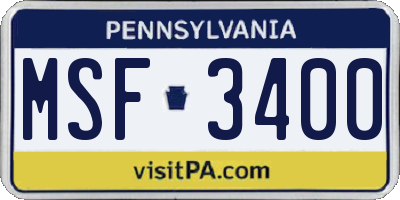 PA license plate MSF3400