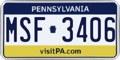PA license plate MSF3406