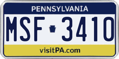PA license plate MSF3410