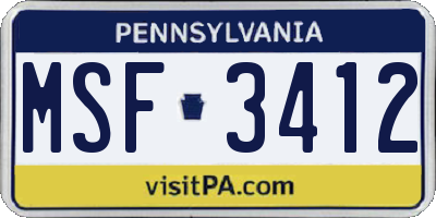 PA license plate MSF3412
