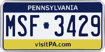 PA license plate MSF3429