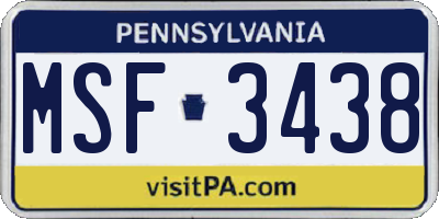 PA license plate MSF3438