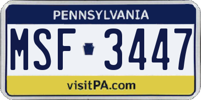 PA license plate MSF3447