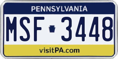 PA license plate MSF3448