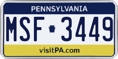 PA license plate MSF3449