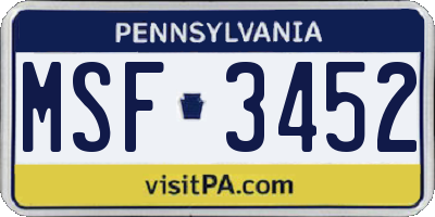 PA license plate MSF3452