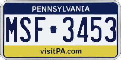 PA license plate MSF3453