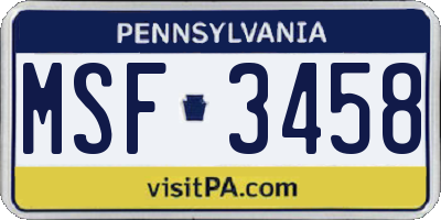 PA license plate MSF3458
