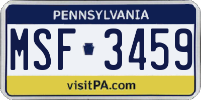 PA license plate MSF3459