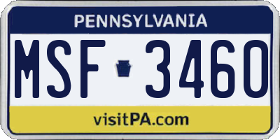 PA license plate MSF3460