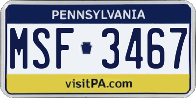 PA license plate MSF3467