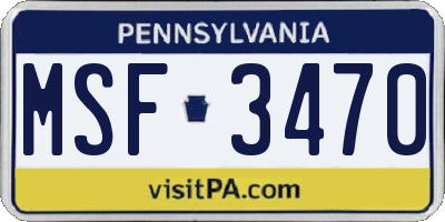 PA license plate MSF3470