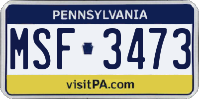 PA license plate MSF3473