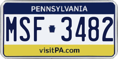 PA license plate MSF3482