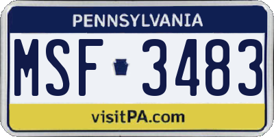 PA license plate MSF3483