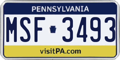 PA license plate MSF3493