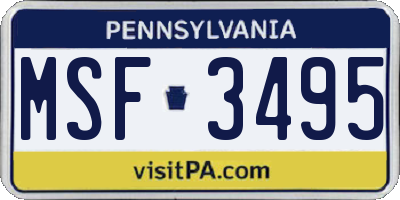 PA license plate MSF3495