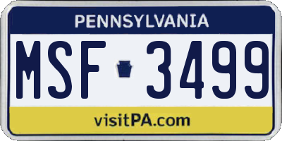 PA license plate MSF3499