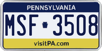 PA license plate MSF3508