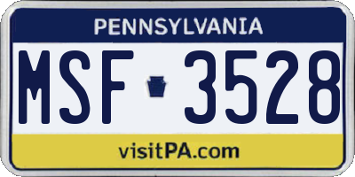 PA license plate MSF3528