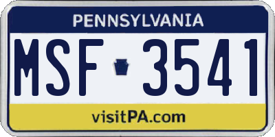 PA license plate MSF3541