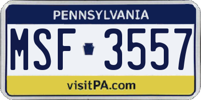PA license plate MSF3557