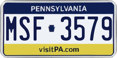 PA license plate MSF3579