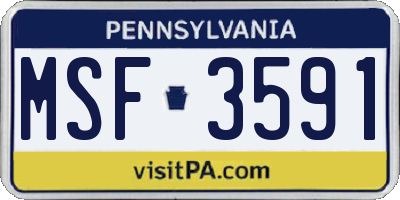 PA license plate MSF3591