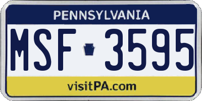 PA license plate MSF3595