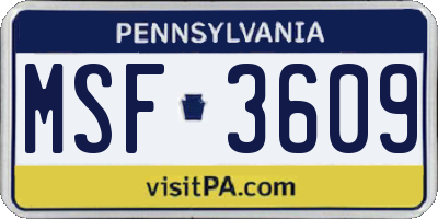 PA license plate MSF3609