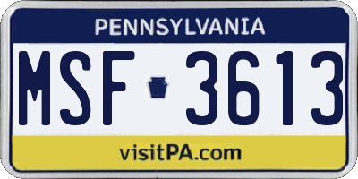 PA license plate MSF3613