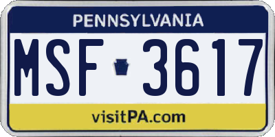 PA license plate MSF3617