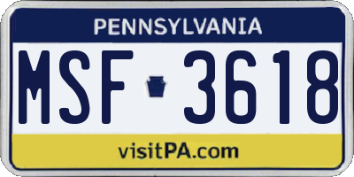 PA license plate MSF3618
