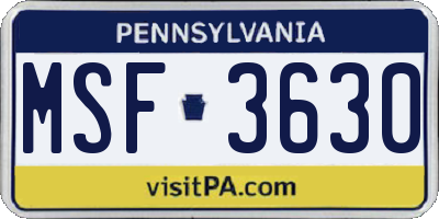 PA license plate MSF3630