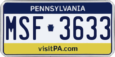 PA license plate MSF3633
