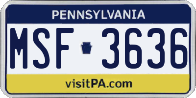 PA license plate MSF3636