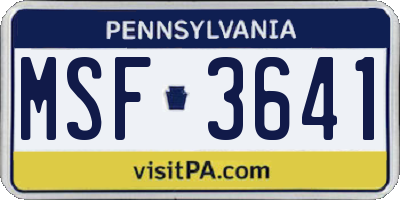 PA license plate MSF3641