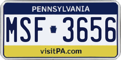 PA license plate MSF3656
