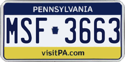 PA license plate MSF3663