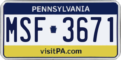 PA license plate MSF3671