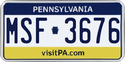 PA license plate MSF3676