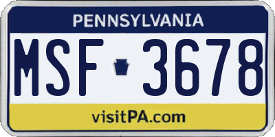 PA license plate MSF3678