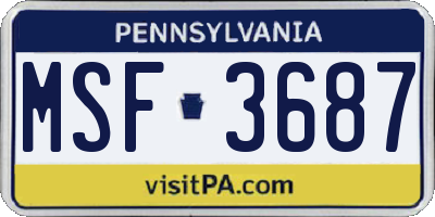 PA license plate MSF3687