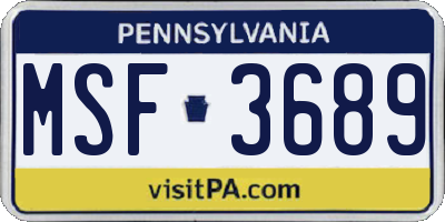 PA license plate MSF3689